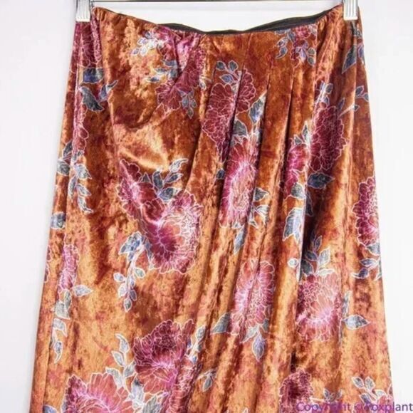 New! Free People Poets Velvet Sarong Skirt in Rust Combo, XS - Picture 5 of 15